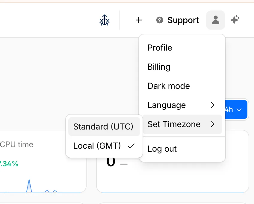 Timezone preference dropdown