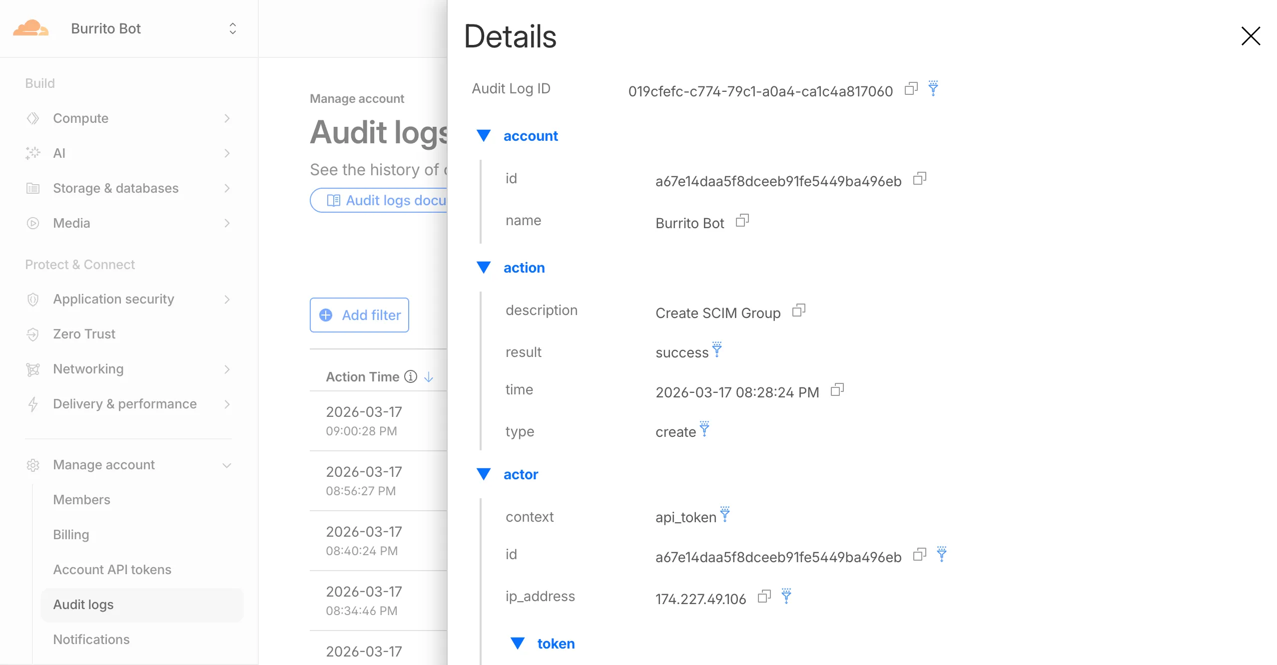 SCIM audit logging