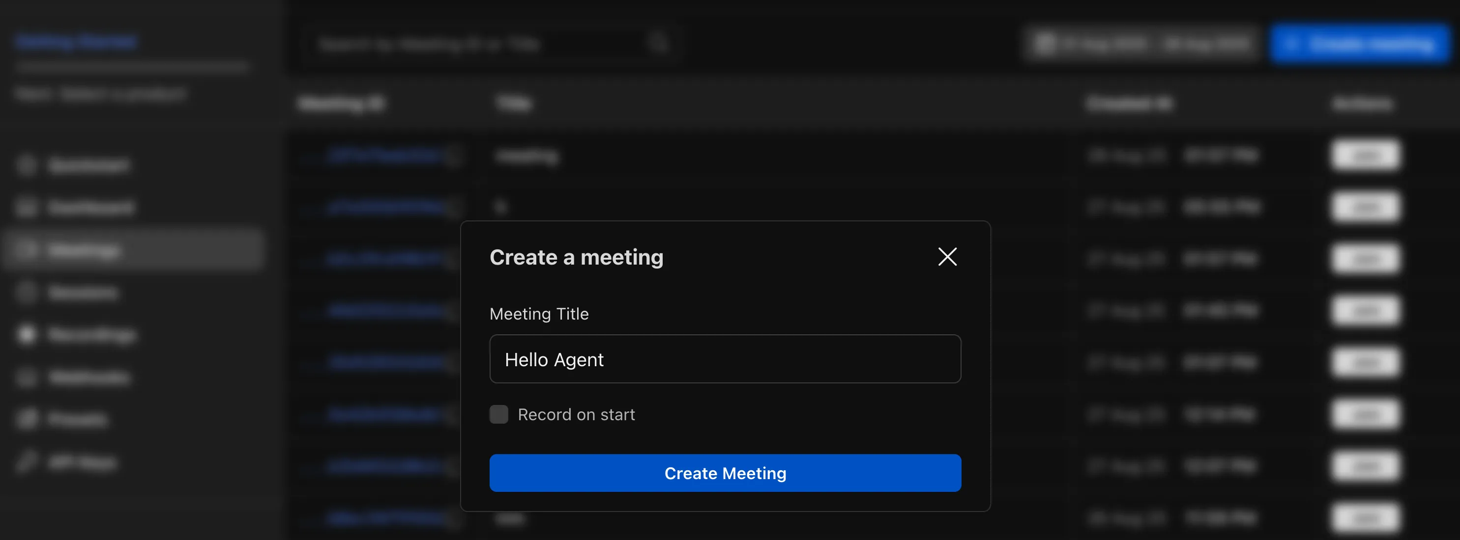 Meetings Tab
