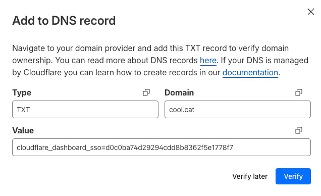 Screenshot of the SSO connector create modal